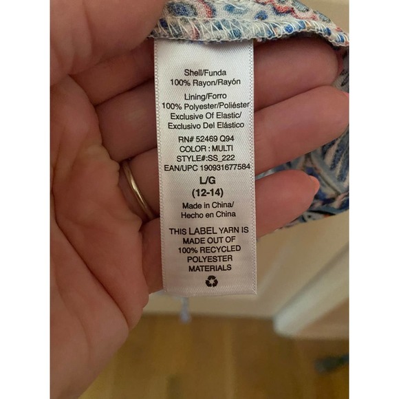 Midi Dress with Keyhole Back Large 12/14 Blue Damask Print NWT - Picture 9 of 10